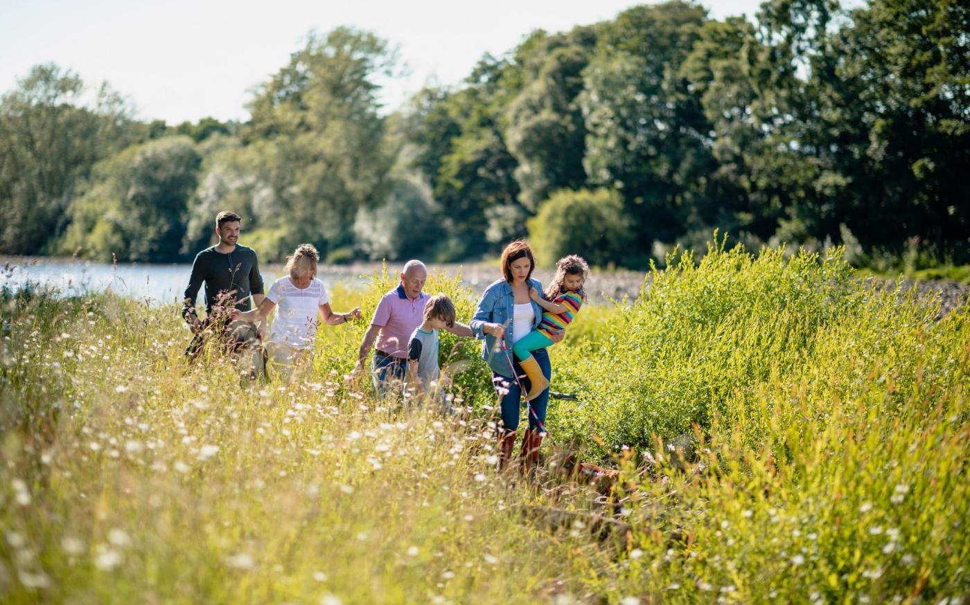 family walking